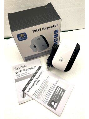 Rybozen WiFi Repeater 300Mbps Wireless‑N Range Extender w/Box Manuals Ethernet